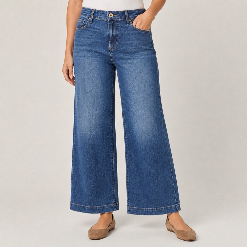 J Jill Denim Womens 16R High Rise Wide Leg Jeans Medium Wash Coastal
